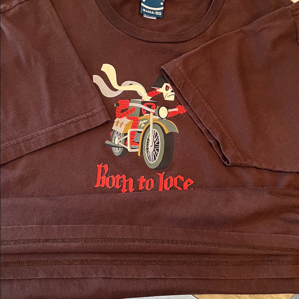 Vintage 2004 Gama-Go “Born to Lose” Skeleton Graphic Tee Y2K Made in USA - Large - Picture 9 of 11